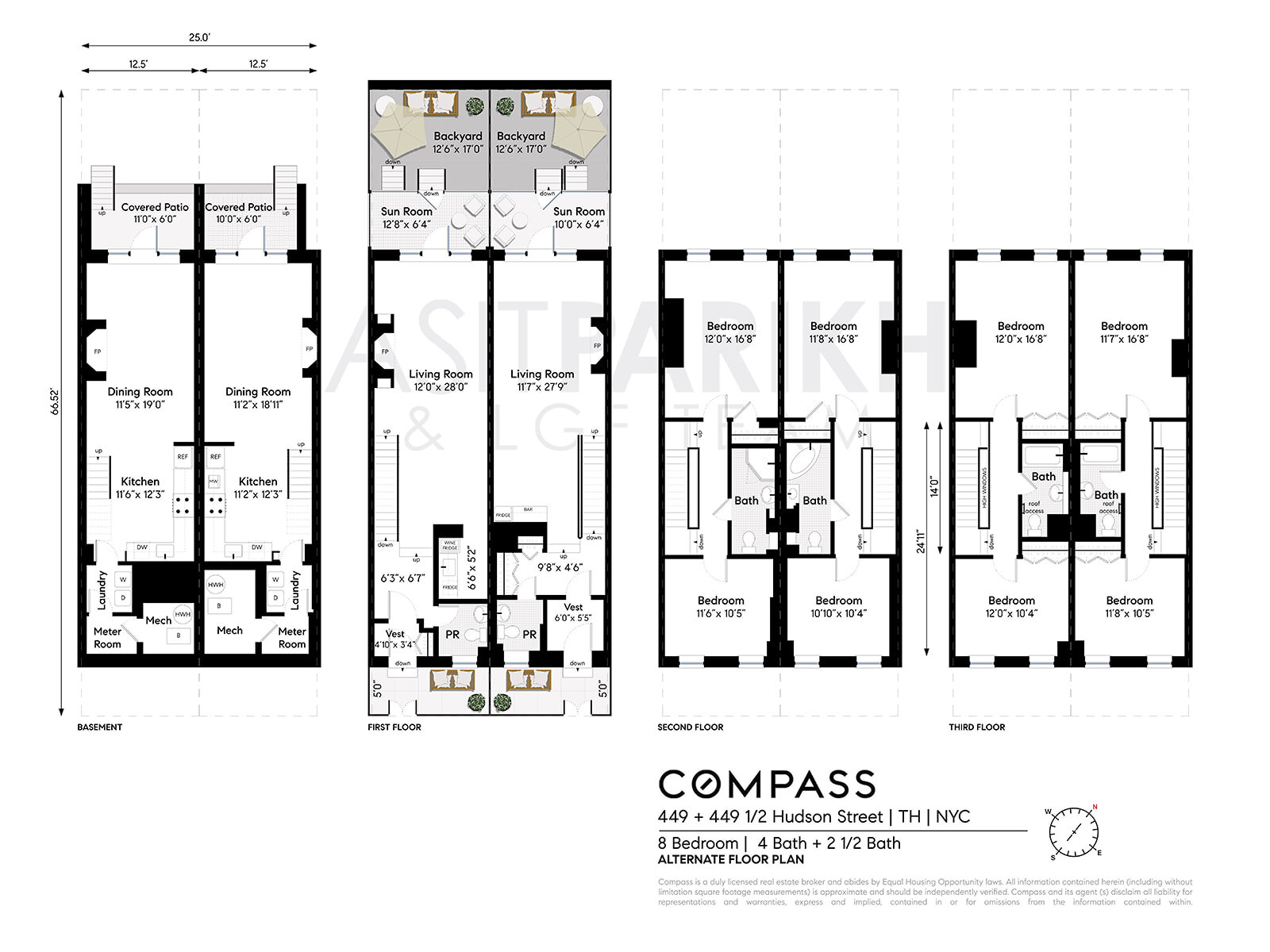 Floor plans for 449 and 449½ Hudson Street