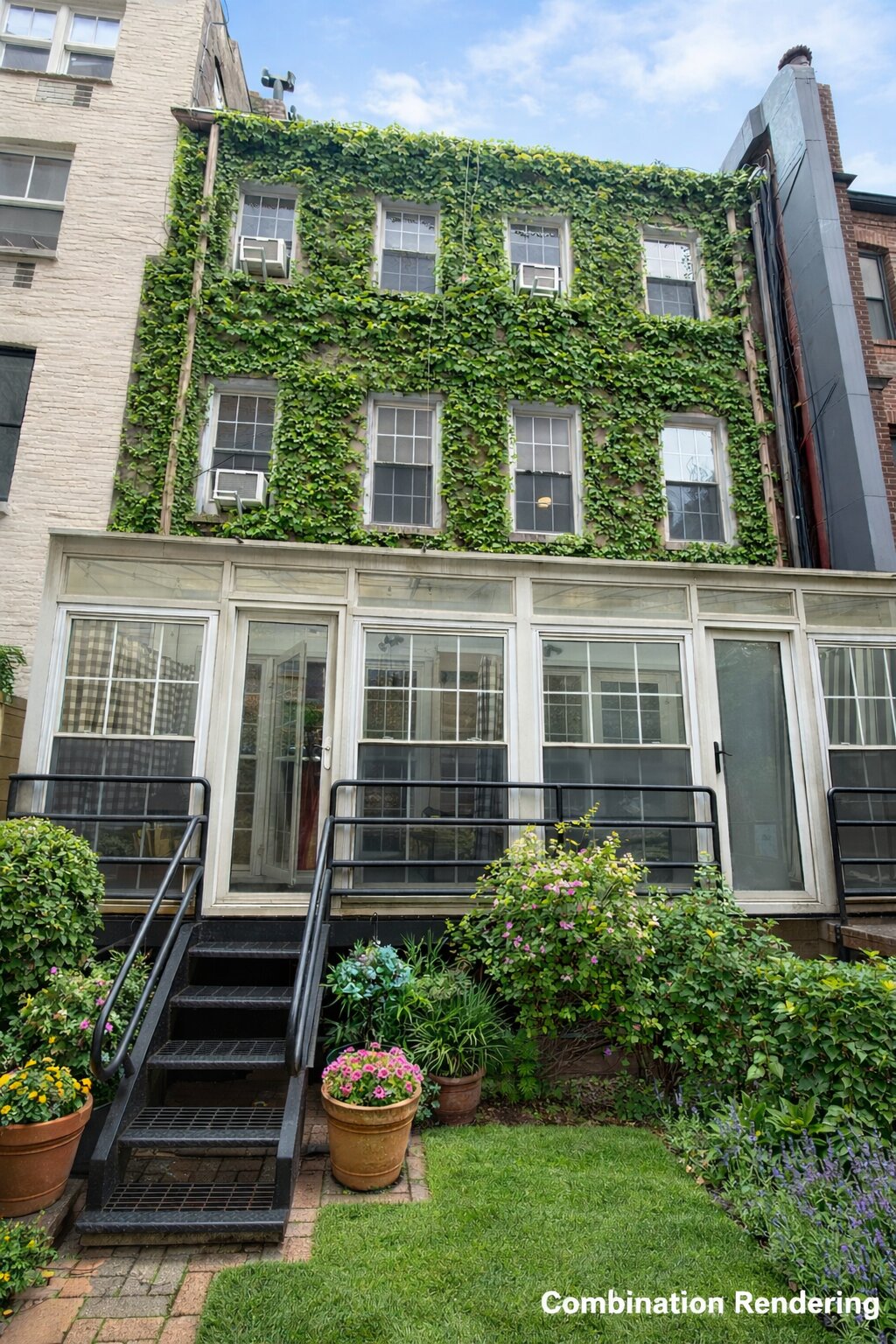 Rear garden and sunrooms